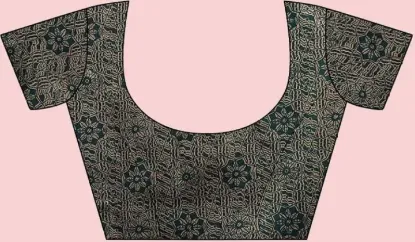 Picture of Floral Print Kalamkari Art Silk Saree (Blue)