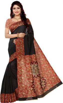 Picture of Printed Manipuri Art Silk Saree (Black)