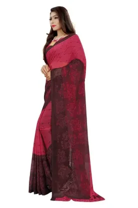 Picture of Floral Print Bollywood Georgette Saree (Pink)