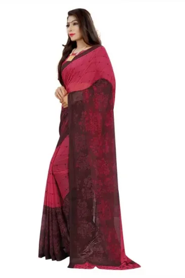 Picture of Floral Print Bollywood Georgette Saree (Pink)