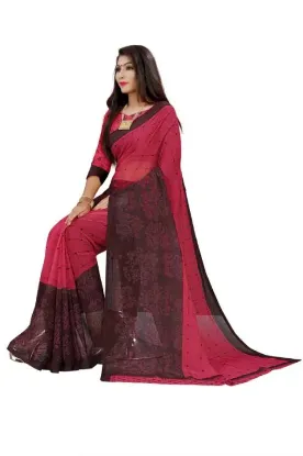 Picture of Floral Print Bollywood Georgette Saree (Pink)