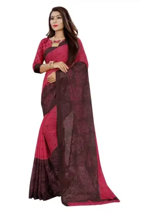 Picture of Floral Print Bollywood Georgette Saree (Pink)