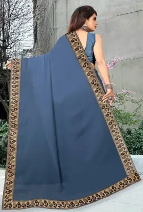 Picture of Printed Banarasi Lycra Blend, Chiffon Saree (Grey)