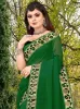 Picture of Printed Banarasi Lycra Blend, Chiffon Saree (Green)