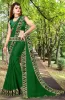 Picture of Printed Banarasi Lycra Blend, Chiffon Saree (Green)