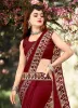 Picture of Printed Banarasi Lycra Blend, Chiffon Saree (Maroon, Gold)