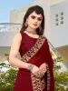 Picture of Printed Banarasi Lycra Blend, Chiffon Saree (Maroon, Gold)