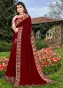 Picture of Printed Banarasi Lycra Blend, Chiffon Saree (Maroon, Gold)