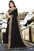 Picture of Printed Banarasi Lycra Blend, Chiffon Saree (Black, Gold)