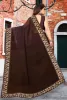 Picture of Printed Banarasi Lycra Blend, Chiffon Saree (Brown)