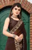 Picture of Printed Banarasi Lycra Blend, Chiffon Saree (Brown)