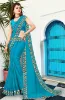 Picture of Printed Banarasi Lycra Blend, Chiffon Saree (Light Blue)