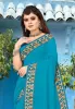 Picture of Printed Banarasi Lycra Blend, Chiffon Saree (Light Blue)