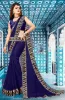 Picture of Printed Banarasi Lycra Blend, Chiffon Saree (Dark Blue)