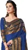 Picture of Striped, Woven, Embellished, Solid/Plain Mysore Cotton Blend, Art Silk Saree (Blue)