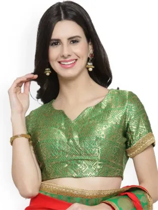 Picture of Temple Border Bollywood Chiffon Saree (Red)