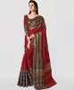 Picture of Striped, Woven, Embellished, Solid/Plain Kanjivaram Cotton Blend, Art Silk Saree (Red)