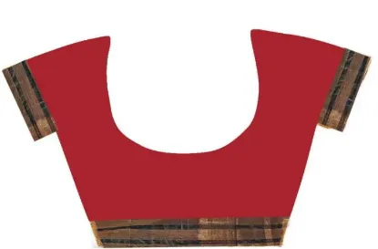 Picture of Striped, Woven, Embellished, Solid/Plain Kanjivaram Cotton Blend, Art Silk Saree (Red)