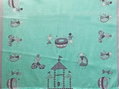 Picture of Womens Elegant Printed Art Silk Saree with Matching Blouse Material