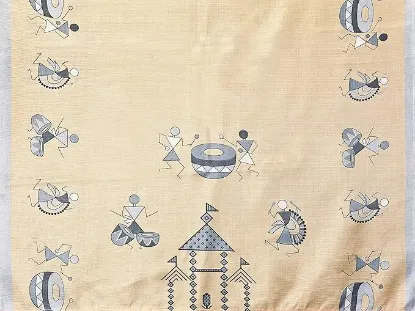 Picture of Womens Elegant Printed Art Silk Saree with Matching Blouse Material - Perfect for Festive and Special Occasions