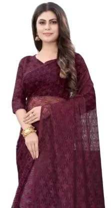 Picture of Self Design Bollywood Net Saree (Purple)