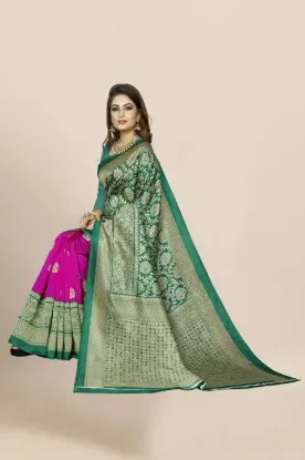 Picture of Printed Bollywood Art Silk Saree (Green, Pink)