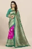 Picture of Printed Bollywood Art Silk Saree (Green, Pink)