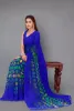 Picture of Printed, Geometric Print, Polka Print Daily Wear Georgette Saree (Blue)