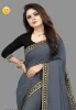 Picture of Self Design, Solid/Plain, Embellished Bollywood Georgette Saree (Grey)