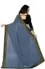 Picture of Self Design, Solid/Plain, Embellished Bollywood Georgette Saree (Grey)