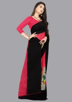 Picture of Printed Daily Wear Georgette Saree (Pink)