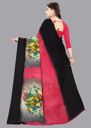 Picture of Printed Daily Wear Georgette Saree (Pink)