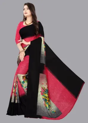 Picture of Printed Daily Wear Georgette Saree (Pink)