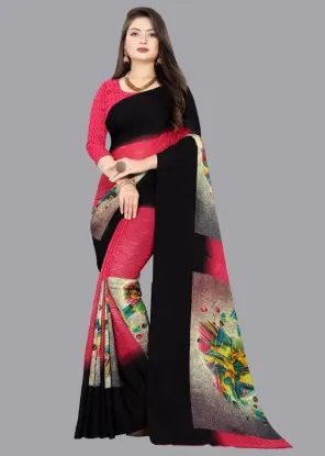 Picture of Printed Daily Wear Georgette Saree (Pink)