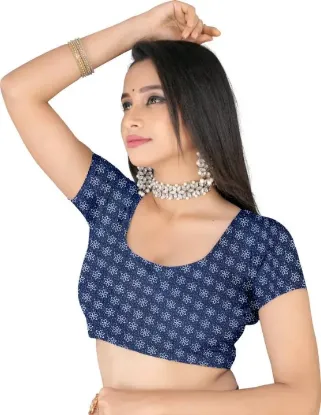 Picture of Printed Daily Wear Georgette Saree (Dark Blue, Light Blue)