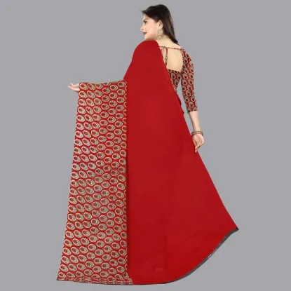 Picture of Printed Daily Wear Georgette Saree (Red)