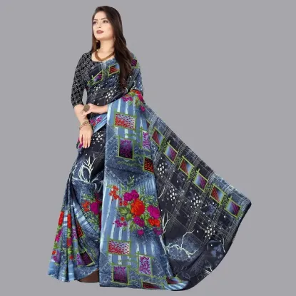 Picture of Printed Daily Wear Georgette Saree (Multicolor)