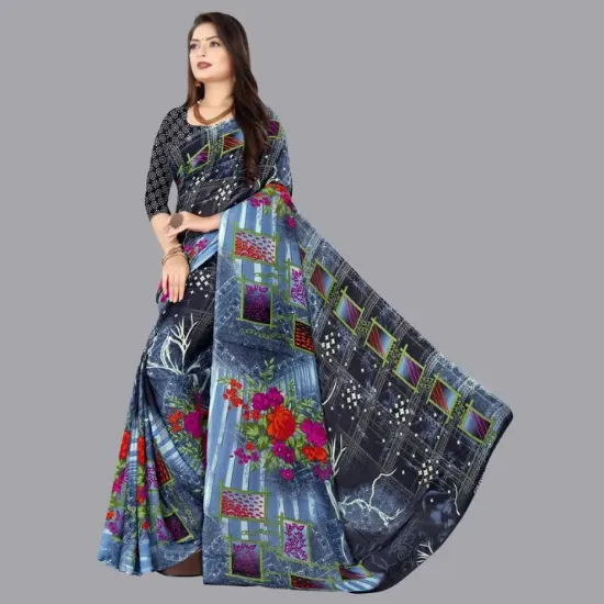 Picture of Printed Daily Wear Georgette Saree (Multicolor)