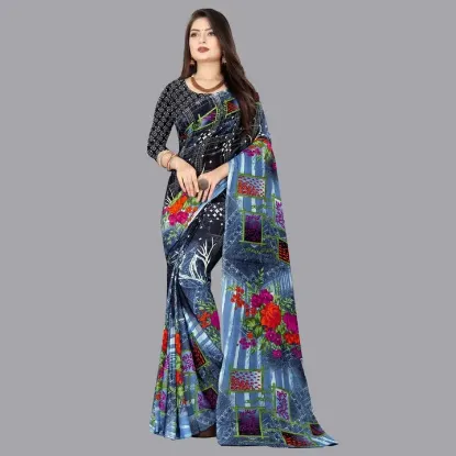 Picture of Printed Daily Wear Georgette Saree (Multicolor)