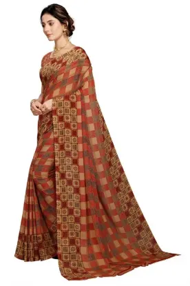 Picture of Printed Daily Wear Georgette Saree (Brown)
