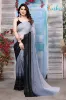 Picture of Embellished, Ombre, Solid/Plain Bollywood Satin Saree (Grey, Black)