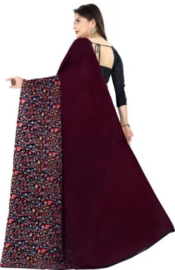 Picture of Floral Print Daily Wear Georgette Saree (Magenta)