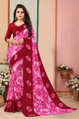 Picture of Printed Bollywood Georgette Saree (Pink)