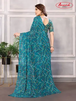Picture of Printed Bollywood Georgette Saree (Blue)