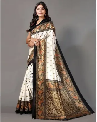 Picture of Printed Mysore Art Silk Saree (Black)
