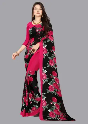 Picture of Printed, Floral Print Daily Wear Georgette Saree (Red)