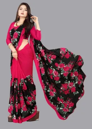 Picture of Printed, Floral Print Daily Wear Georgette Saree (Red)