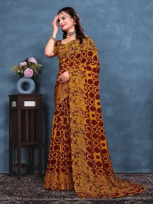 Picture of Printed Bandhani Georgette Saree (Mustard)