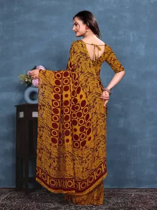 Picture of Printed Bandhani Georgette Saree (Mustard)