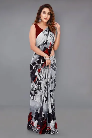 Picture of Printed Daily Wear Georgette Saree (Grey)